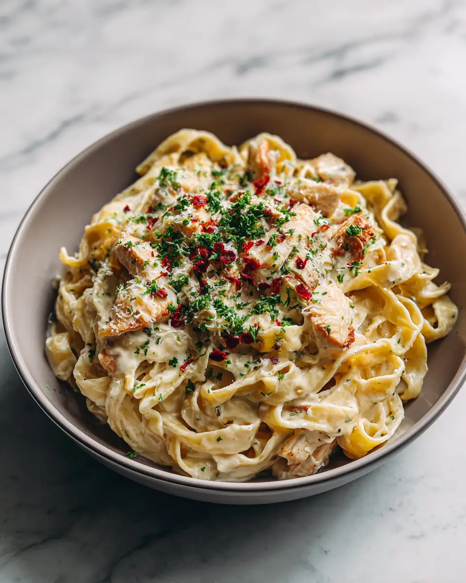 Final dish - Creamy Garlic Parmesan Chicken Pasta Bliss in Your Crockpot