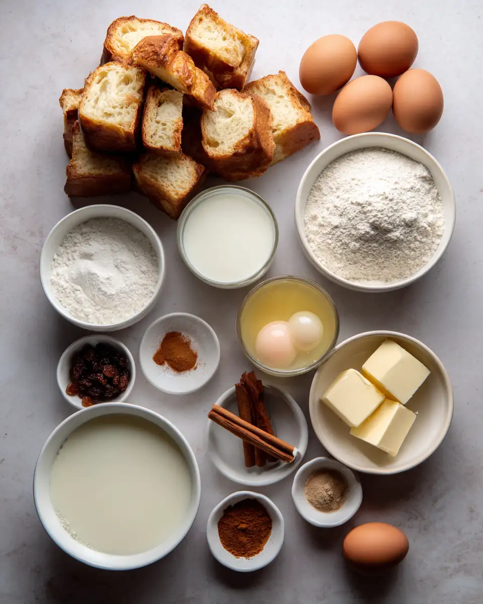 Ingredients for Decadent Delight: Indulge in Creamy Custard Bread Pudding