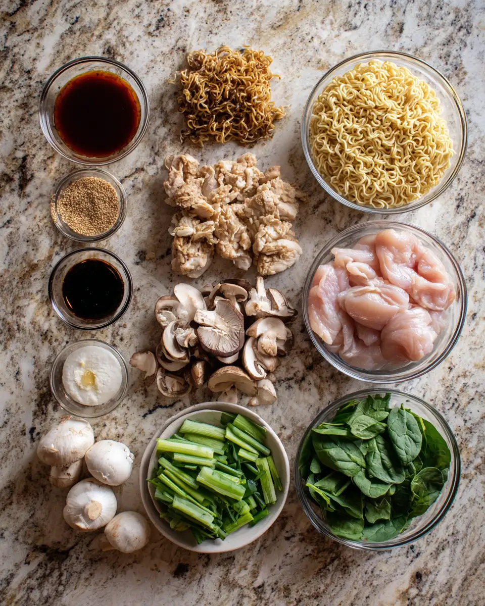 Ingredients for Spice Up Your Dinner with Fiery Chicken Ramen Delight