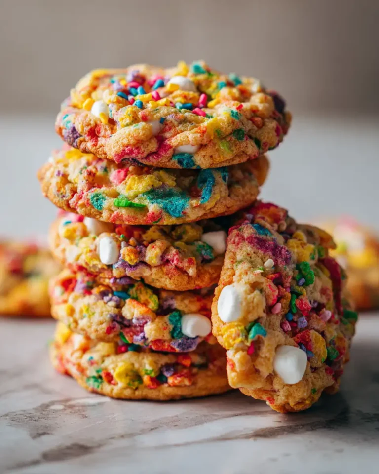 Unleash Your Sweet Tooth with Fruity Pebble Marshmallow Stuffed Cookies - Featured Image