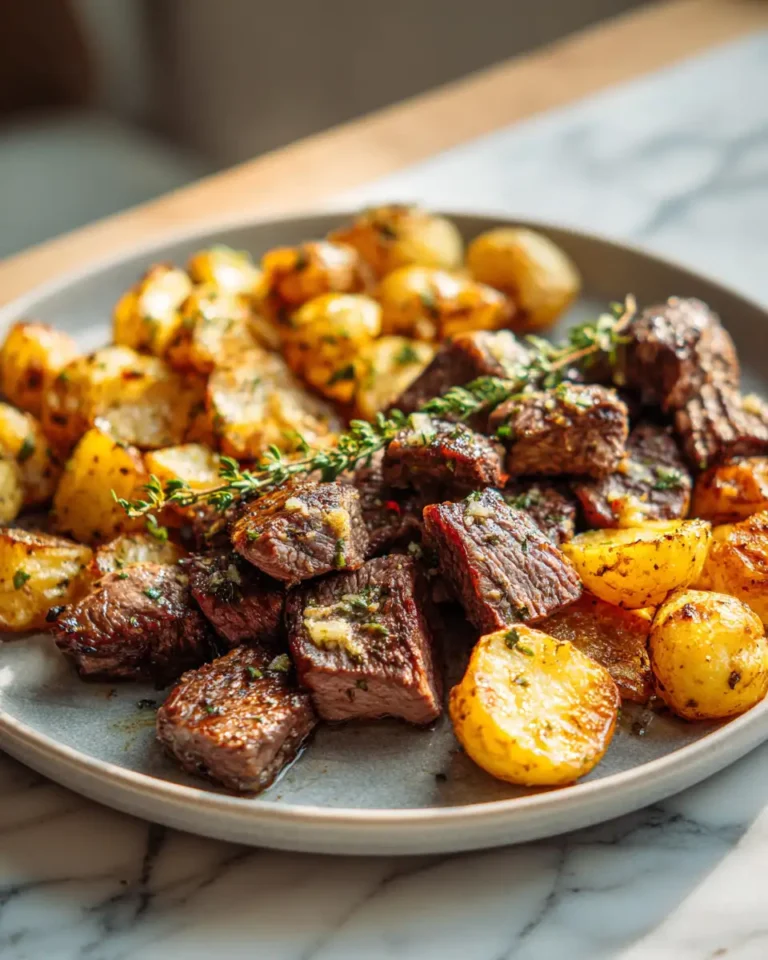 Sizzling Garlic Butter Steak Bites and Roasted Potatoes Delight - Featured Image