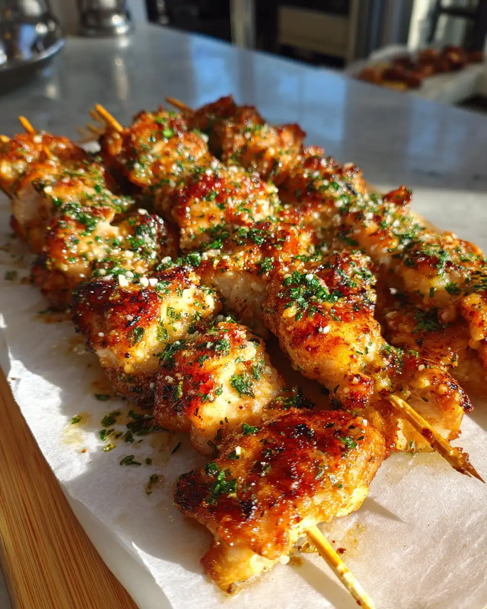 Sizzling Garlic Parmesan Chicken Skewers That Will Tantalize Your Taste Buds - Featured Image