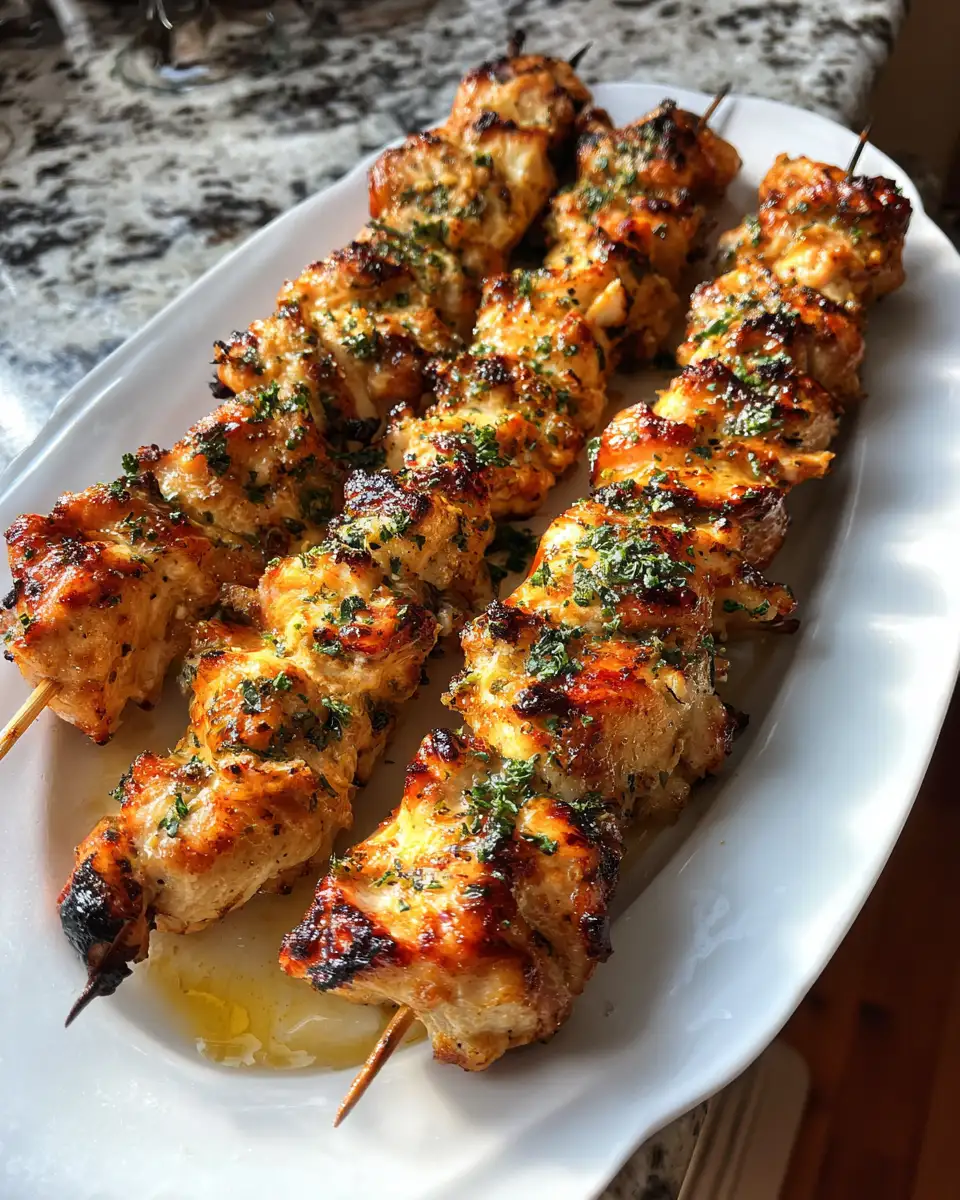 Final dish - Sizzling Garlic Parmesan Chicken Skewers That Will Tantalize Your Taste Buds