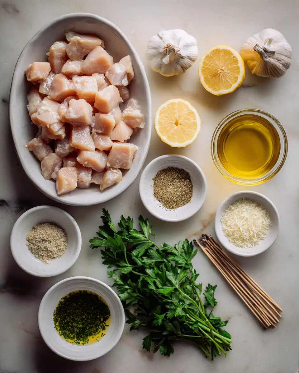 Ingredients for Sizzling Garlic Parmesan Chicken Skewers That Will Tantalize Your Taste Buds