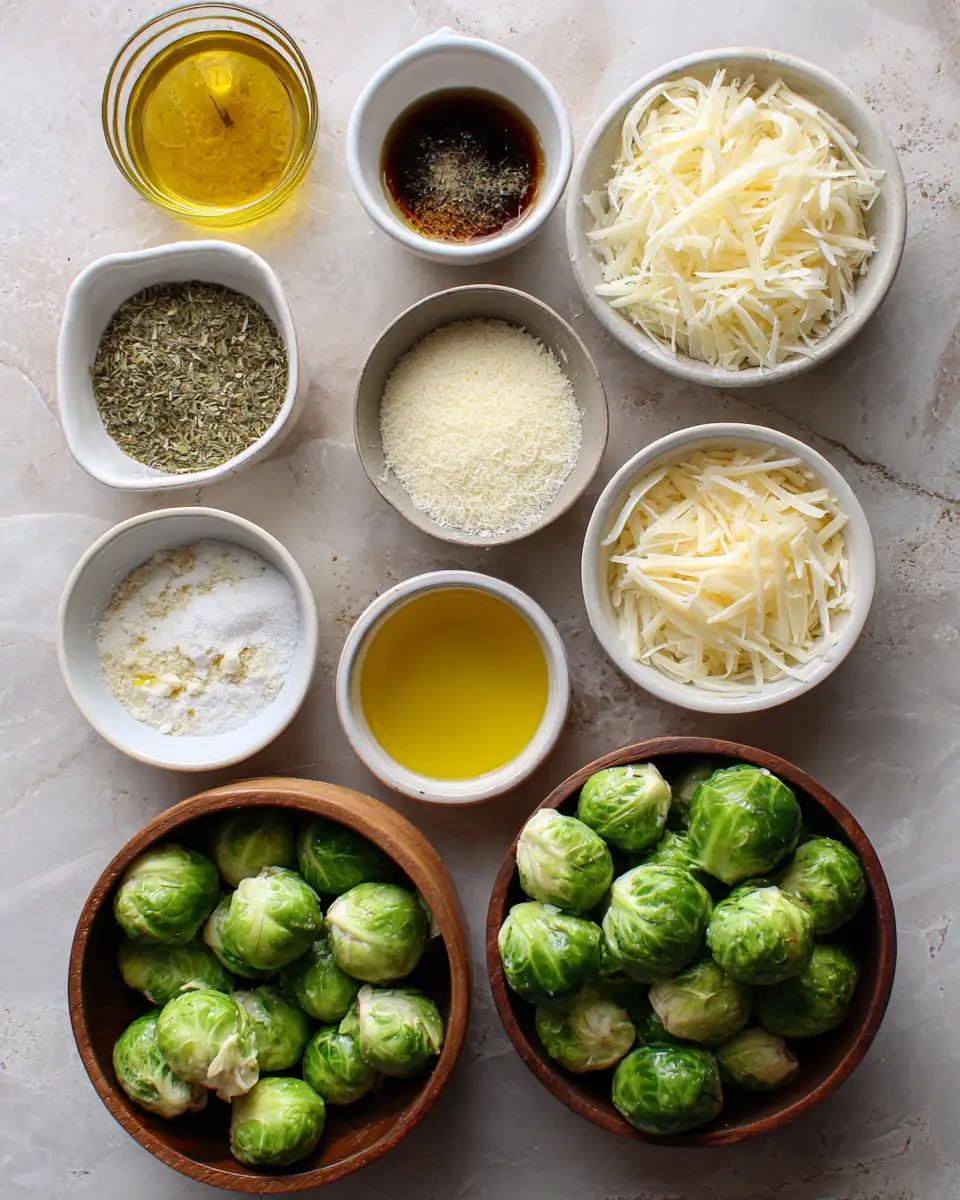 Ingredients for Crispy Garlic Parmesan Roasted Brussels Sprouts: A Flavorful Delight