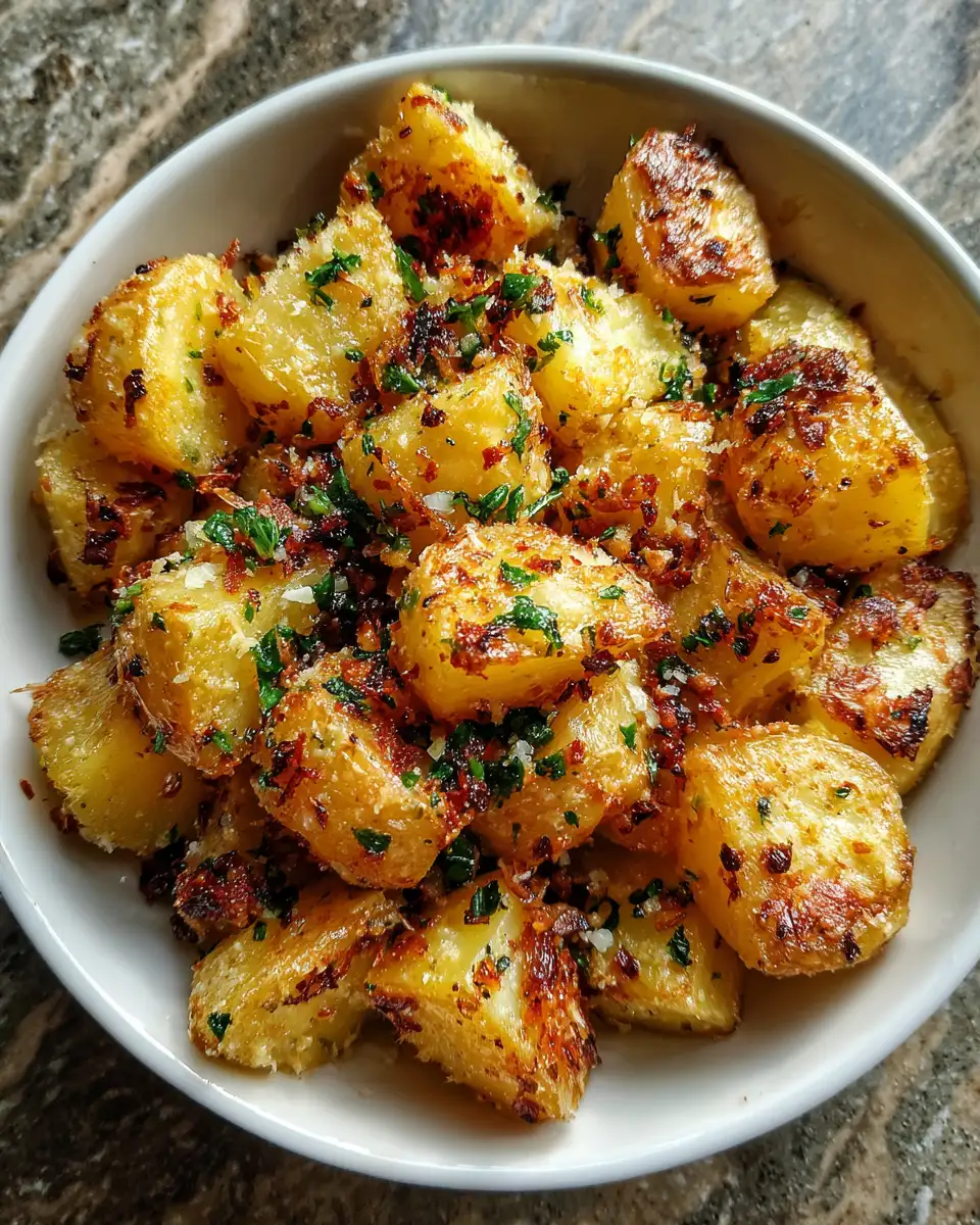 Final dish - Crispy Garlic Parmesan Roasted Potatoes: Your New Favorite Side Dish