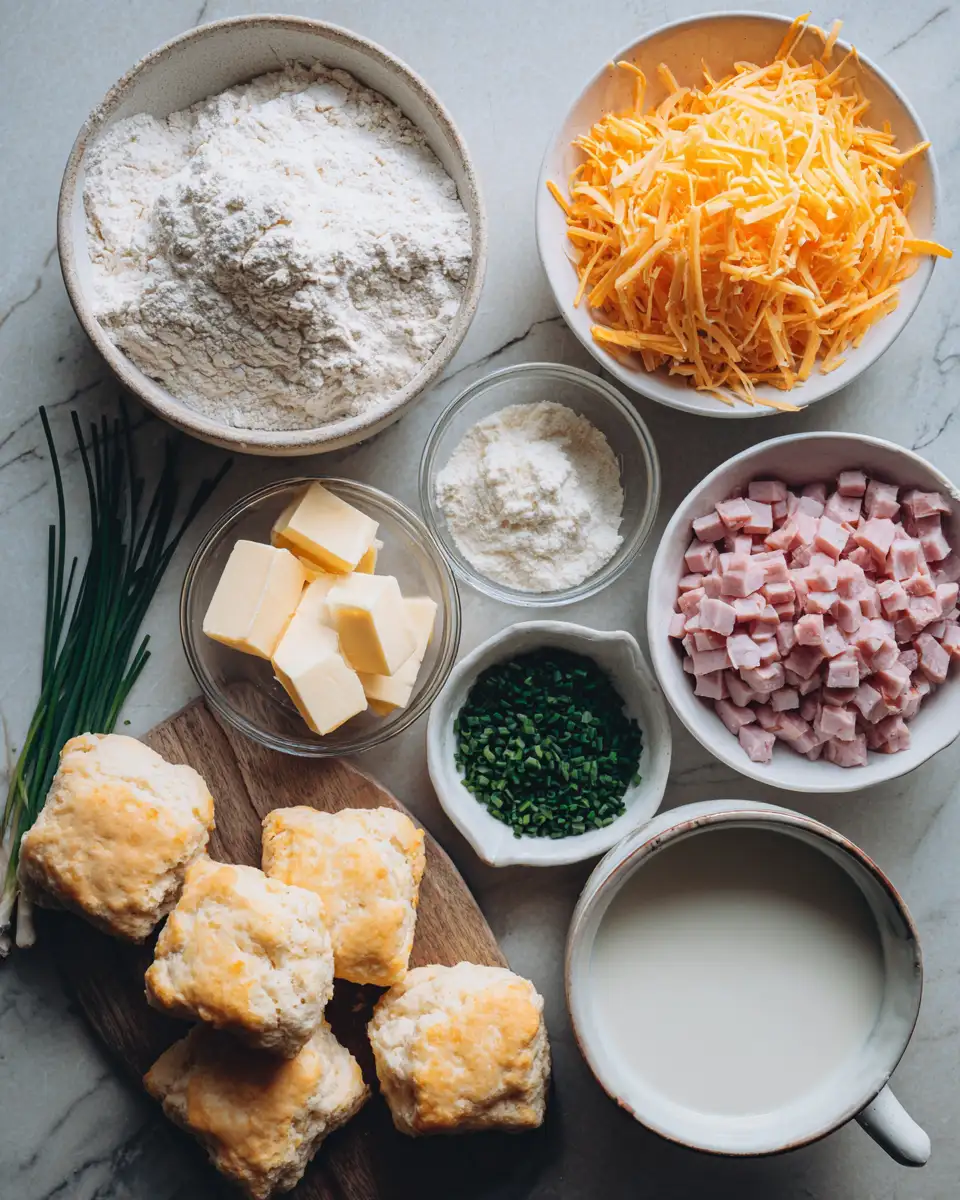 Ingredients for Heavenly Ham and Cheese Butter Biscuits: Your New Favorite Comfort Food