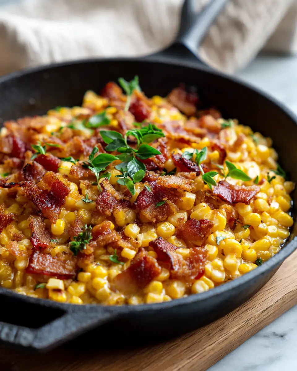 Sizzling Skillet Delight: Honey Butter Corn with Crispy Bacon Magic - Featured Image