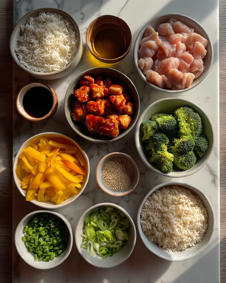 Ingredients for Spice Up Your Dinner Routine with Hot Honey Chicken Bowls