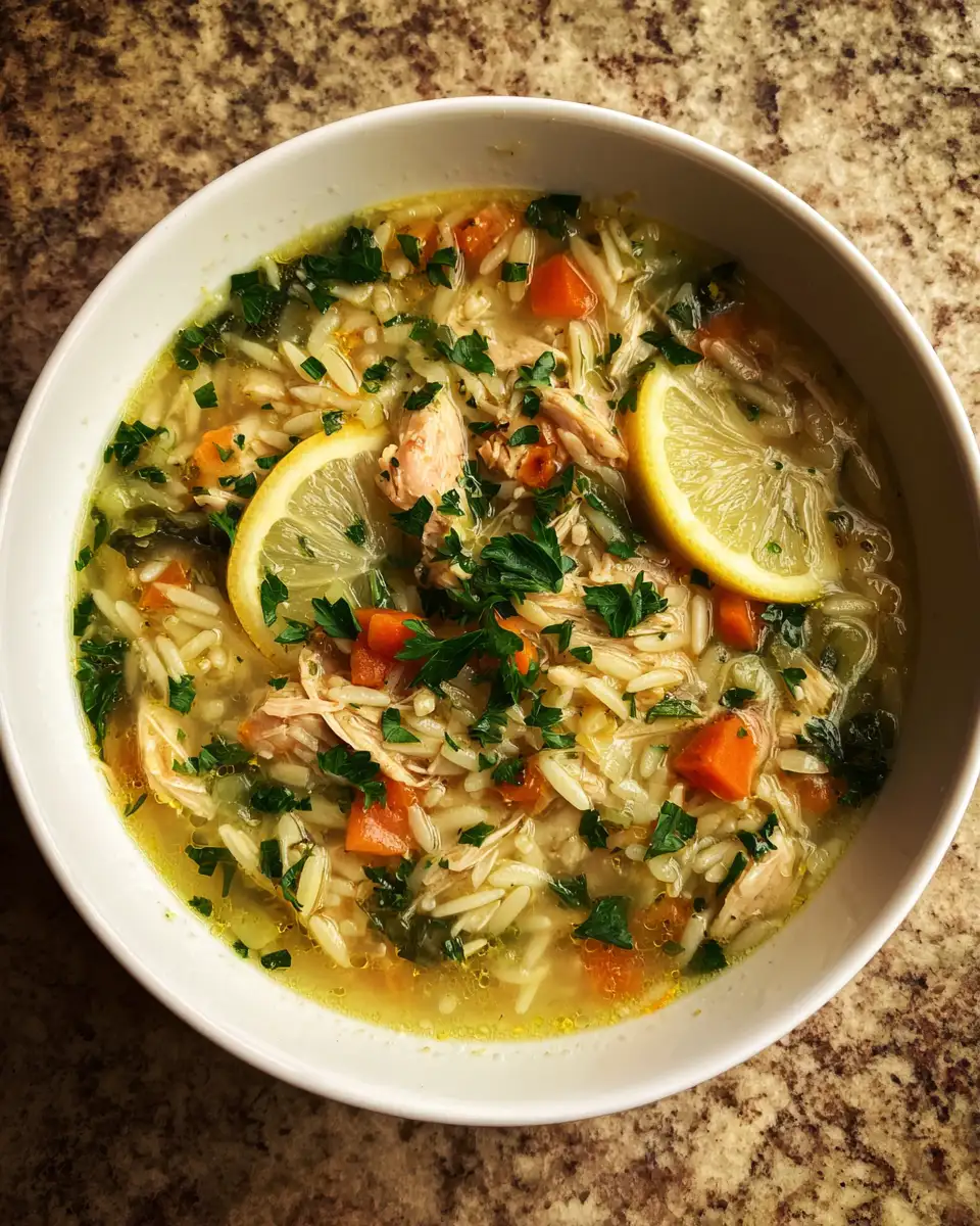 Final dish - Zesty Comfort in a Bowl: Lemon Chicken Orzo Soup Delight