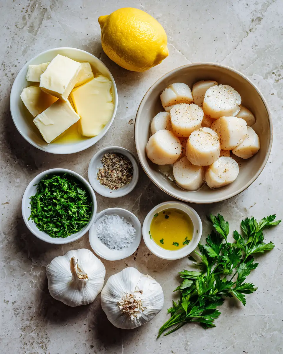 Ingredients for Zesty Lemon Garlic Butter Scallops: A Taste of Gourmet Heaven