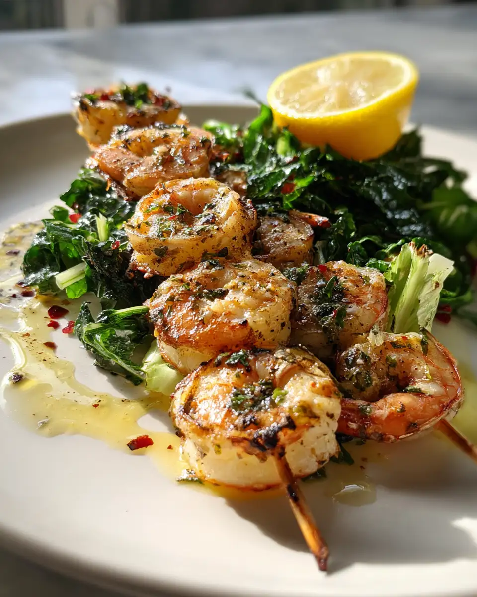 Final dish - Zesty Lemon Herb Grilled Shrimp Skewers That Sizzle with Flavor