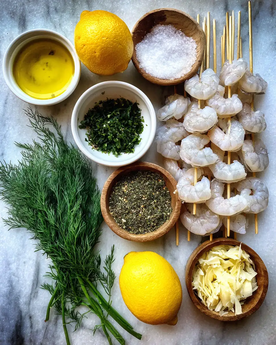 Ingredients for Zesty Lemon Herb Grilled Shrimp Skewers That Sizzle with Flavor