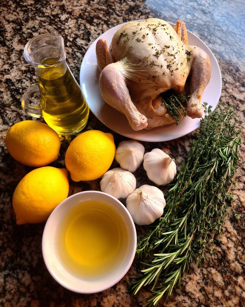Ingredients for Zesty Lemon Herb Roasted Chicken: A Burst of Flavor in Every Bite