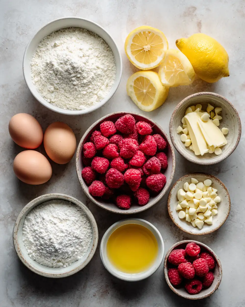 Ingredients for Zesty Bliss: Irresistible Lemon Raspberry Cookies to Brighten Your Day