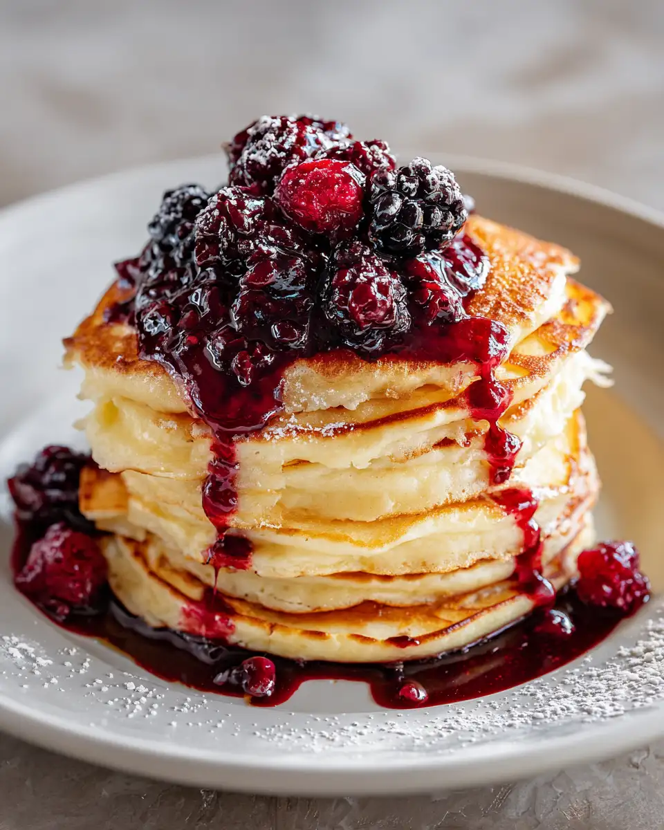 Fluffy Lemon Ricotta Pancakes with Luscious Berry Syrup Delight - Featured Image