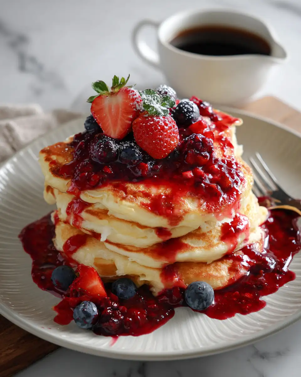 Final dish - Fluffy Lemon Ricotta Pancakes with Luscious Berry Syrup Delight