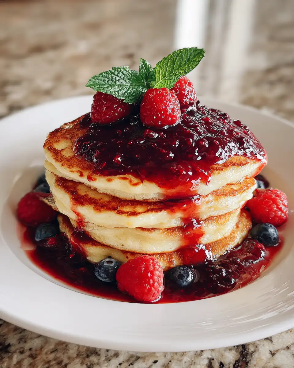 Final dish - Zesty Lemon Ricotta Pancakes with Luscious Berry Syrup