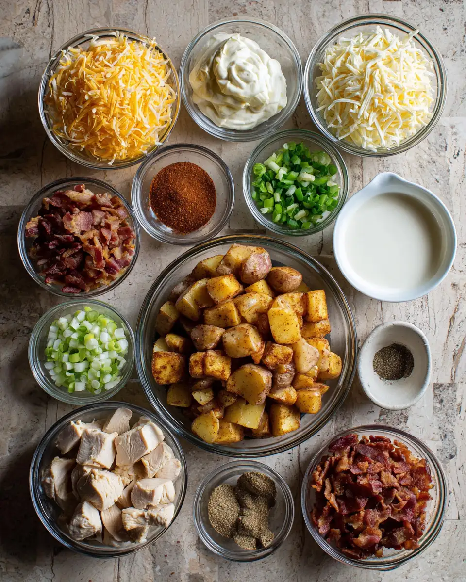 Ingredients for Ultimate Comfort: Loaded Chicken Potato Bake Bliss