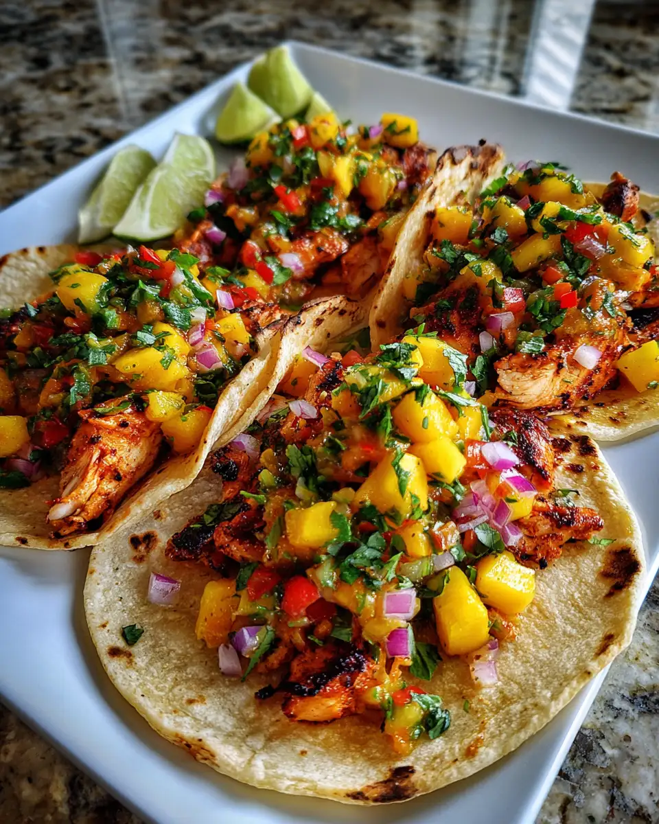Final dish - Zesty Mango Salsa Chicken Tacos: A Tropical Twist on Taco Night
