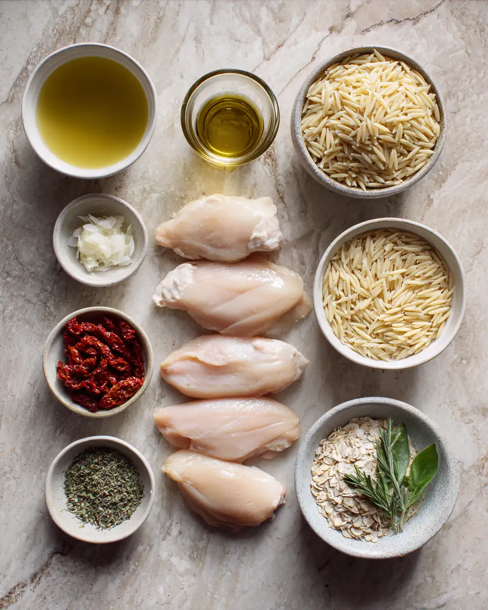 Ingredients for Irresistibly Delicious Marry Me Chicken Orzo for a Romantic Dinner Night