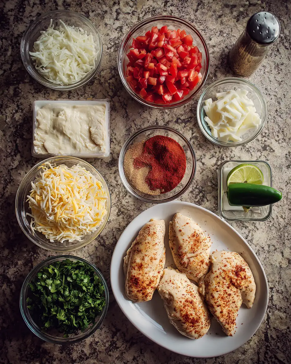 Ingredients for Cheesy Fiesta: Mexican Chicken Delight with Velvety Cheese Sauce