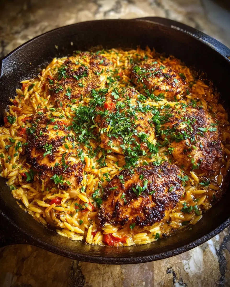 Sizzling Monterey Chicken One Pan Orzo Delight 6 Final dish - Sizzling Monterey Chicken One Pan Orzo Delight