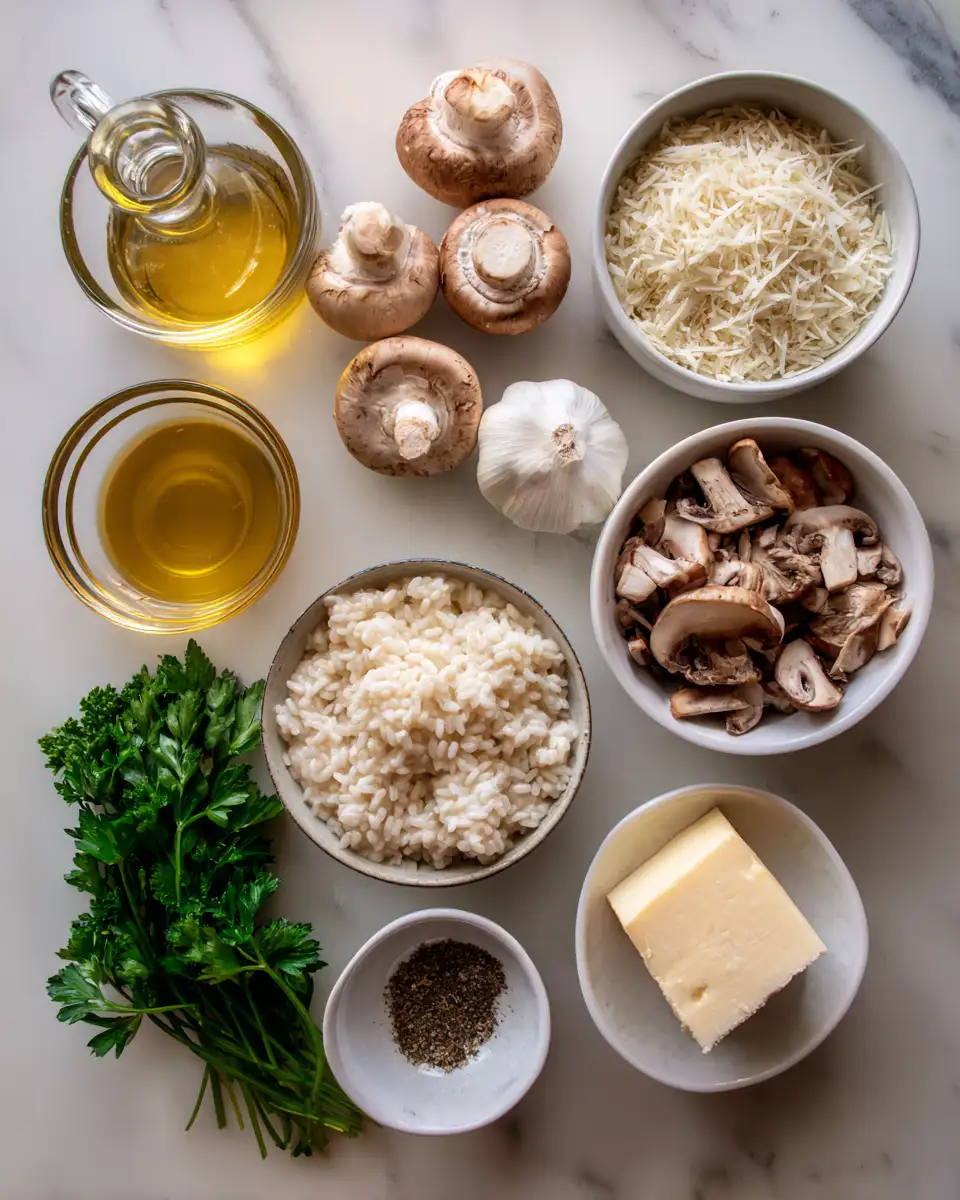 Ingredients for Mouthwatering Mushroom Risotto with Parmesan Perfection
