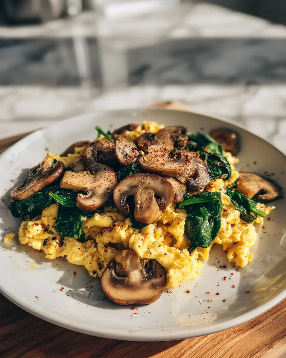 Mouthwatering Mushroom Spinach Scrambled Eggs for a Perfect Breakfast Boost - Featured Image