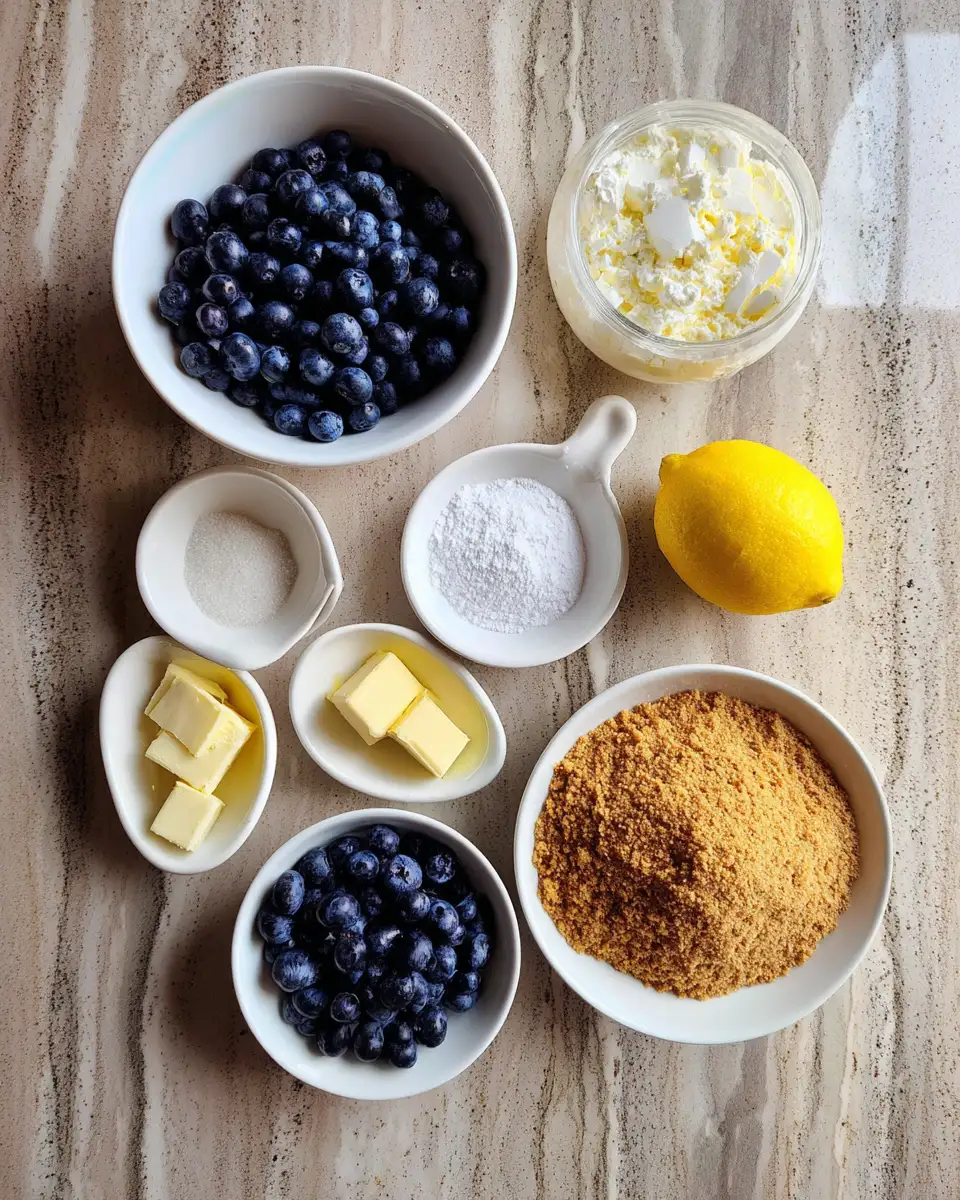 Ingredients for Refreshing Indulgence No-Bake Lemon Blueberry Cream Cake Delight