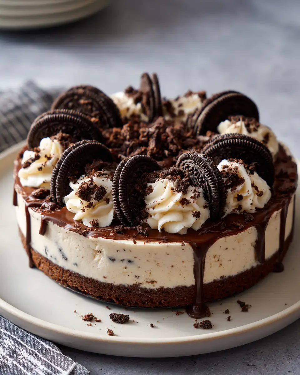 Final dish - Indulge in Creamy Bliss with This Irresistible No-Bake Oreo Cheesecake