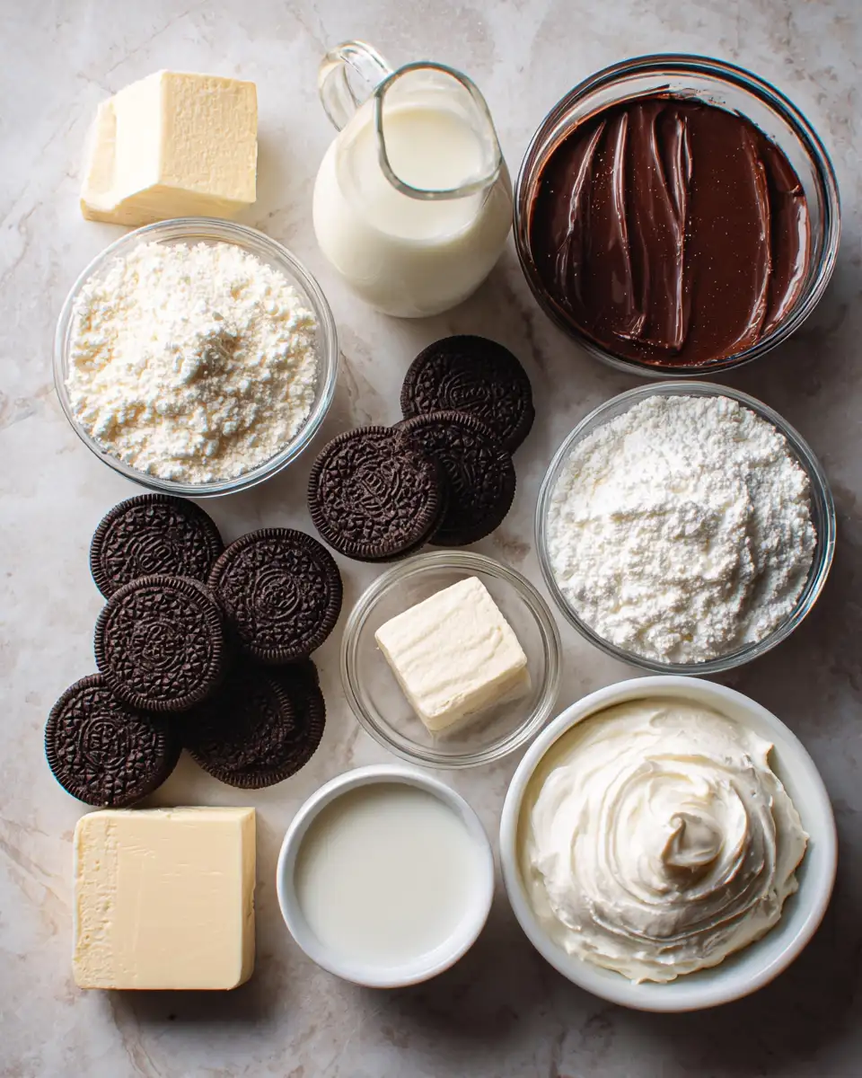 Ingredients for Heavenly No-Bake Oreo Delight: A Sweet Tooth's Dream