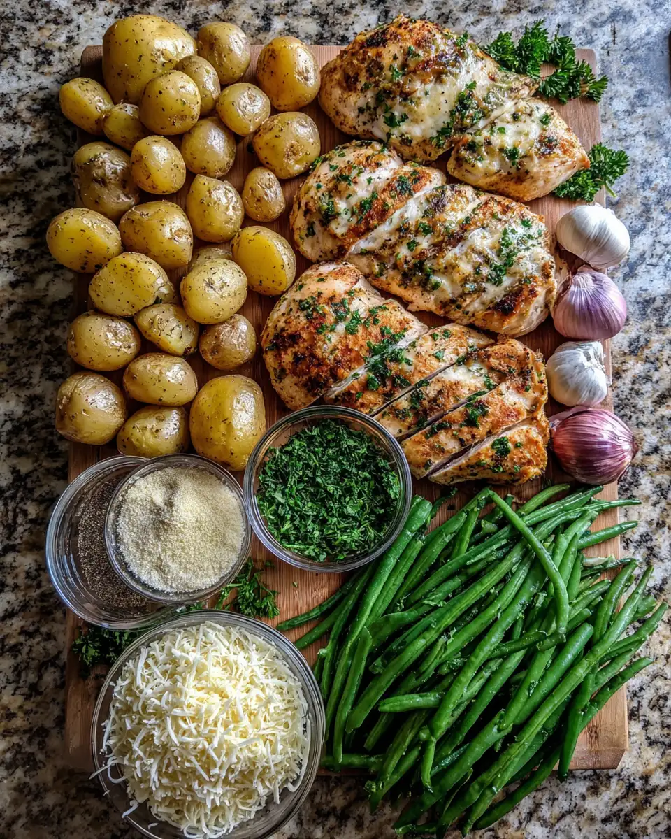Ingredients for Savor the Simplicity: One-Pan Garlic Parmesan Roasted Chicken and Veggies Delight
