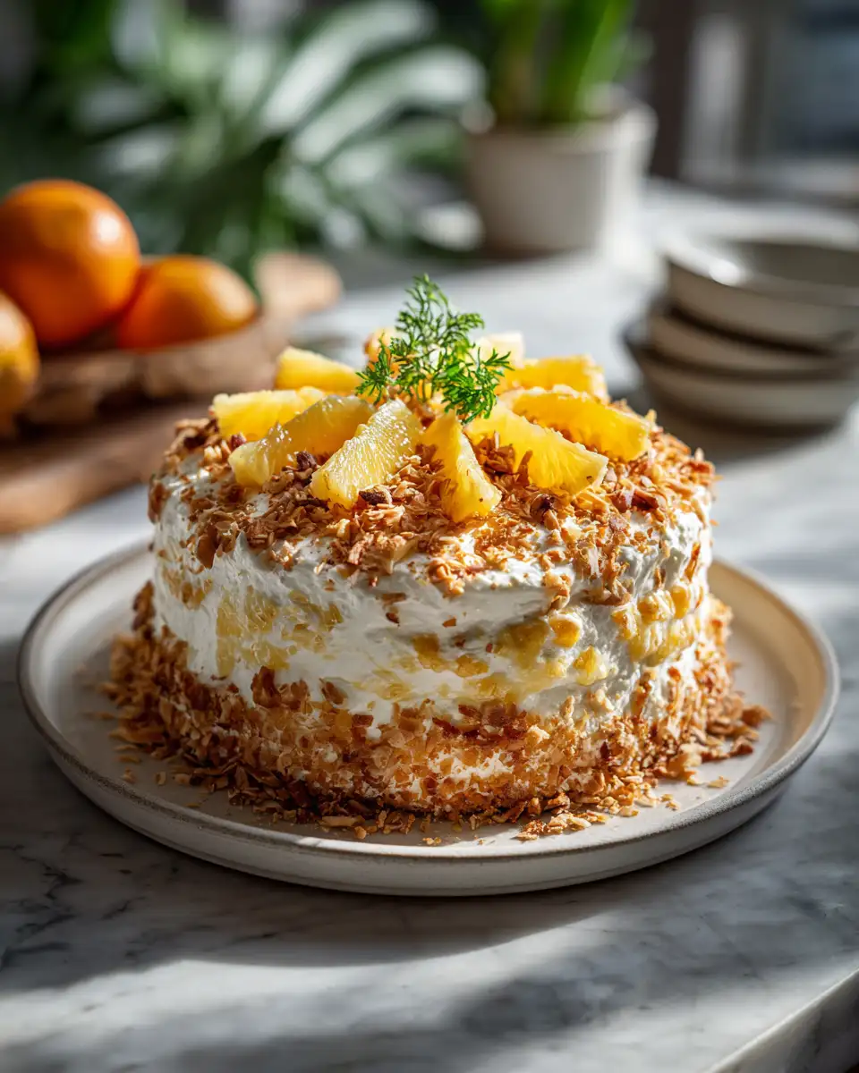 Final dish - Tropical Delight: Indulge in Pineapple Carrot Cream Cake Magic