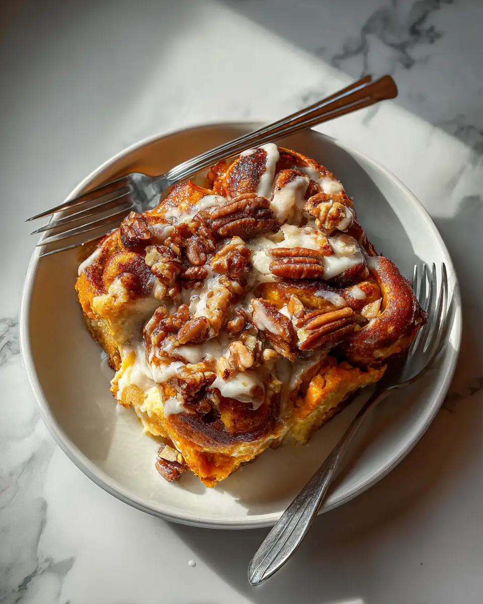 Final dish - Warm Autumn Delight: Pumpkin Cinnamon Roll Bake Bliss