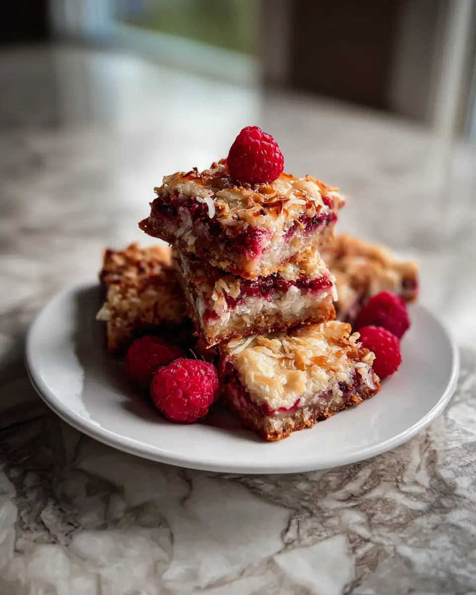 Final dish - Indulge in Sweet Bliss with Raspberry Coconut Magic Bars