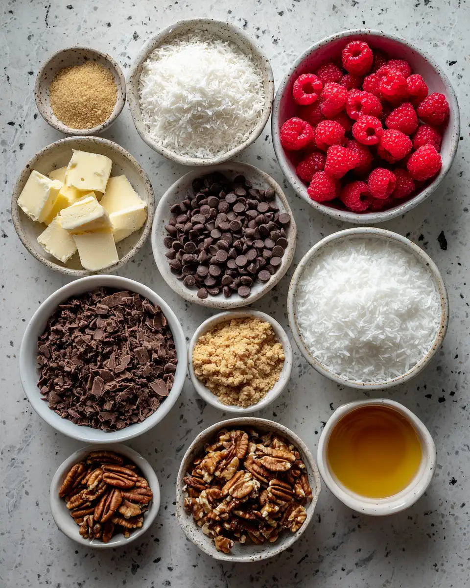 Ingredients for Indulge in Sweet Bliss with Raspberry Coconut Magic Bars