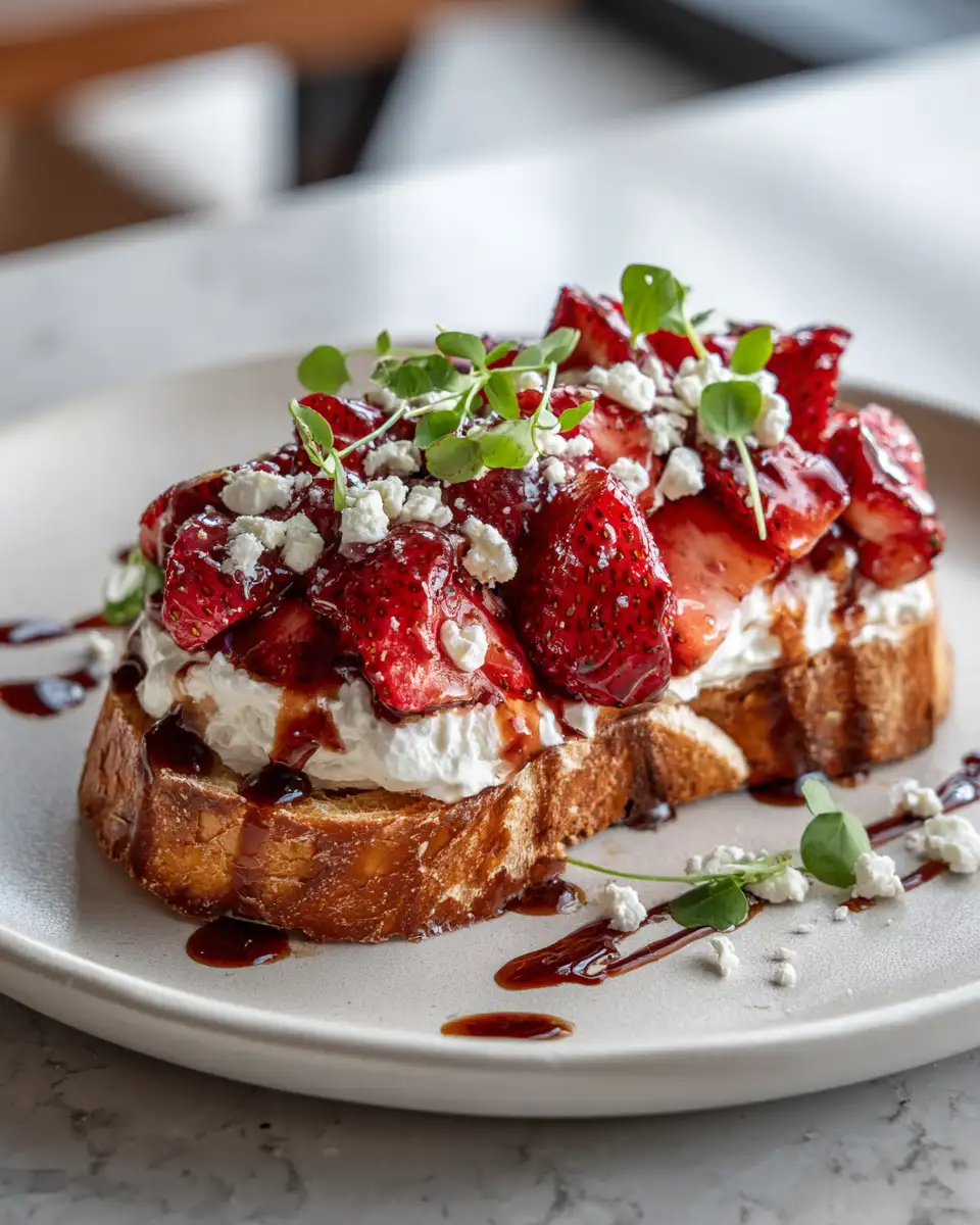 Final dish - Heavenly Roasted Strawberry Whipped Ricotta Toast Delight