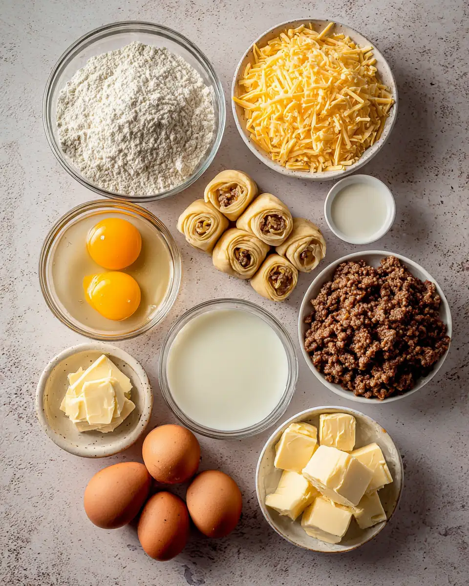 Ingredients for Rise and Shine with Irresistible Sausage Egg and Cheese Breakfast Roll-Ups