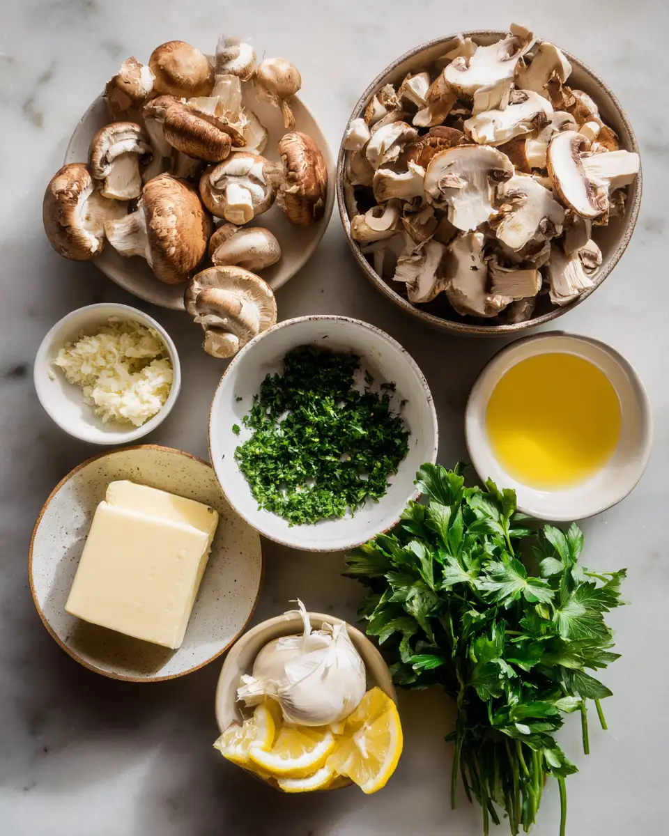 Ingredients for Savory Sensations with Sauteed Garlic Mushrooms