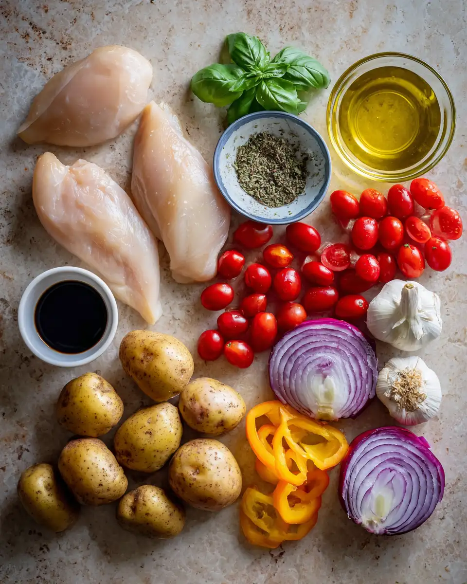 Ingredients for Sheet Pan Balsamic Chicken: Effortless Flavor Explosion