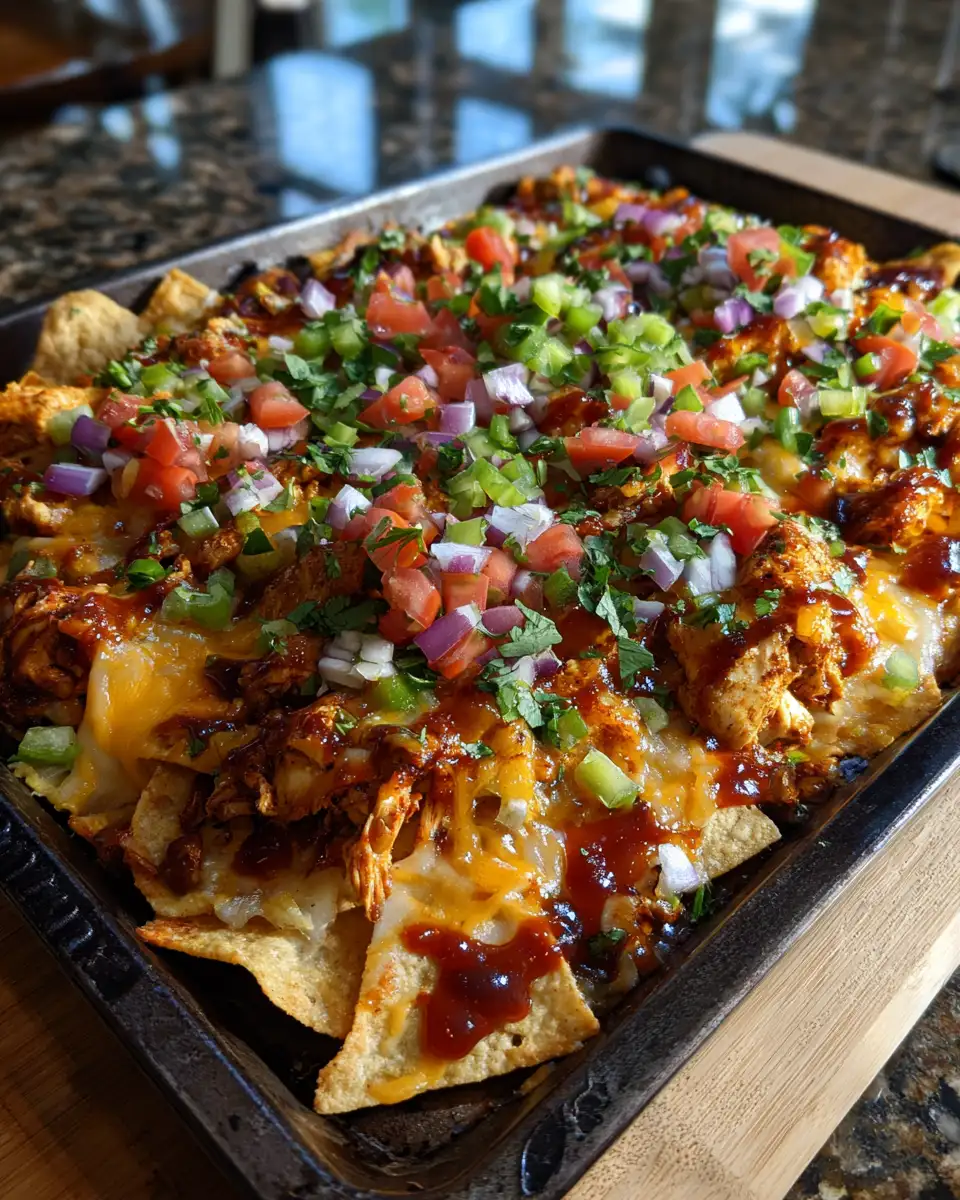 Final dish - Ultimate Sheet Pan BBQ Chicken Nachos Extravaganza
