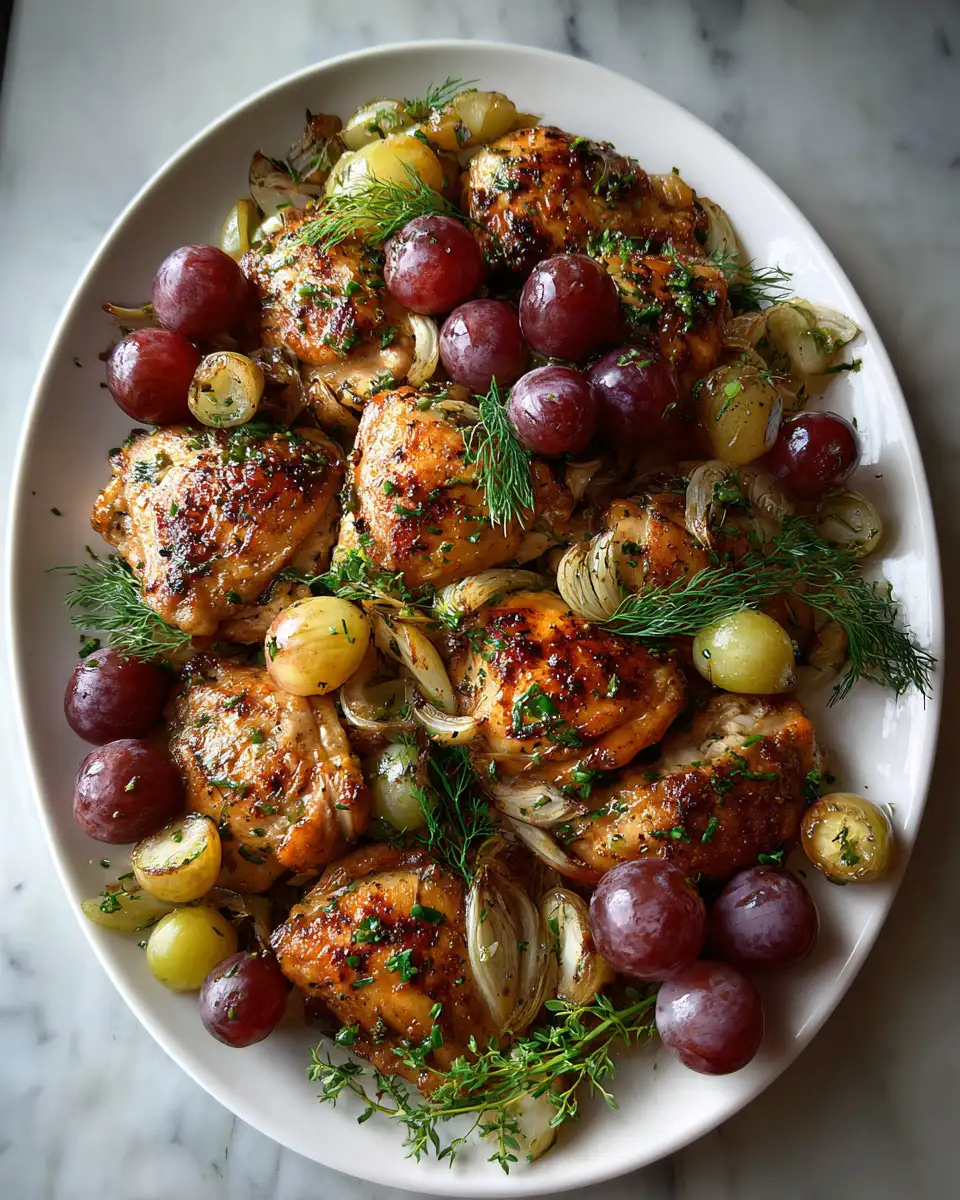 Final dish - Sheet Pan Chicken Delight with Grapes and Fennel for a Flavorful Feast