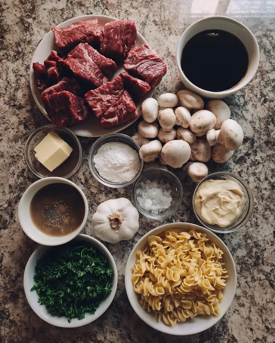 Ingredients for Cozy Up with the Ultimate Slow Cooker Beef Stroganoff