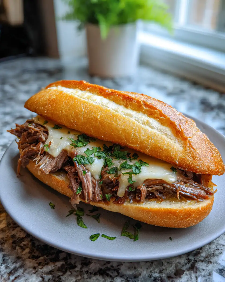 Final dish - Irresistibly Juicy Slow Cooker French Dip Sandwiches for Effortless Gourmet Dining