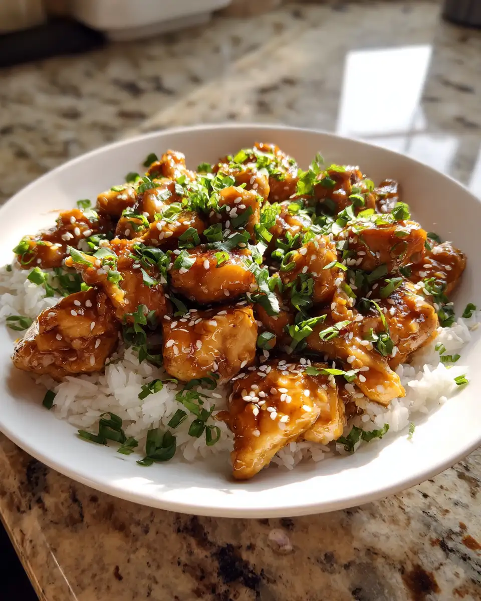 Final dish - Mouthwatering Slow Cooker Honey Garlic Chicken: A Sweet and Savory Delight