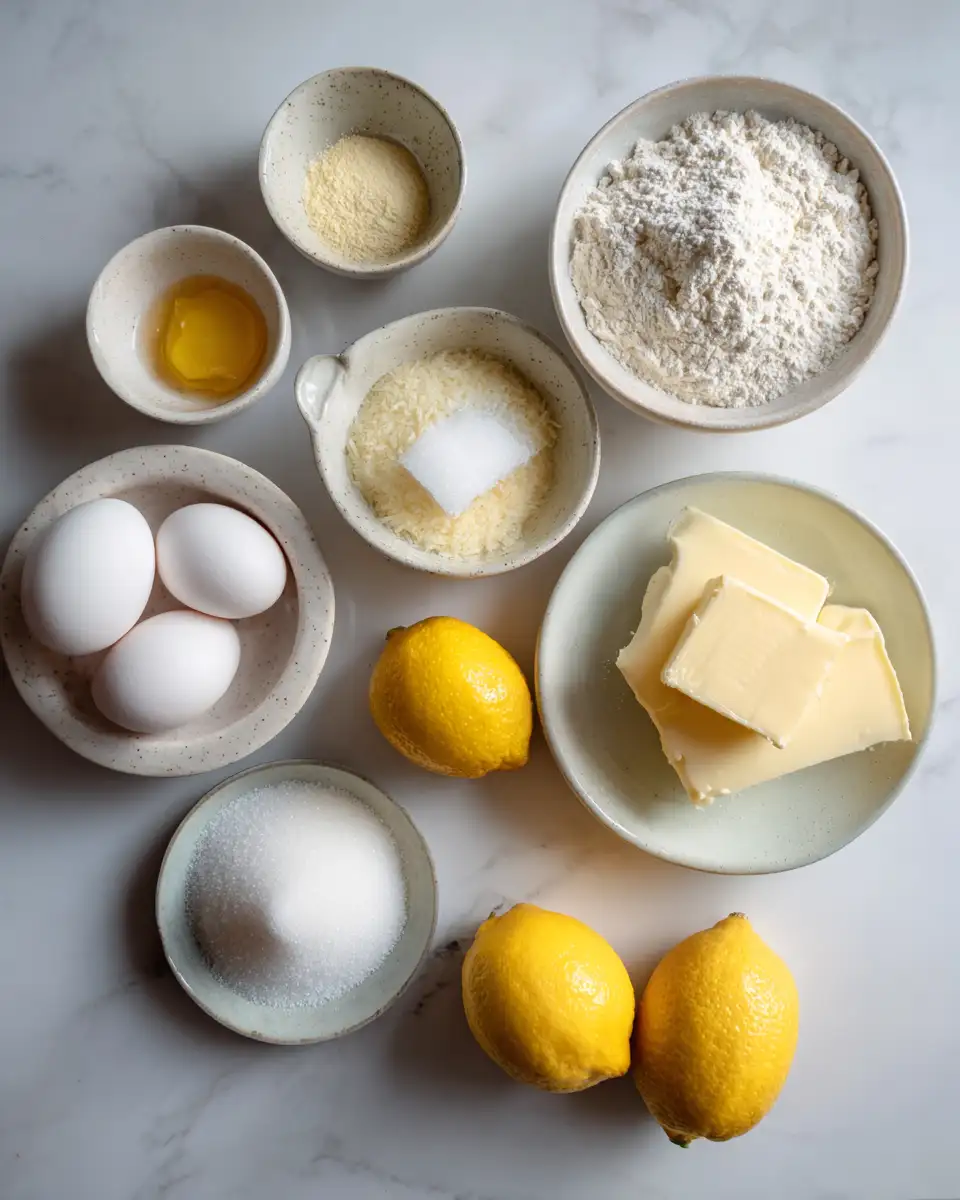 Ingredients for Irresistibly Soft Lemon Sugar Cookies: A Zesty Twist on a Classic Treat