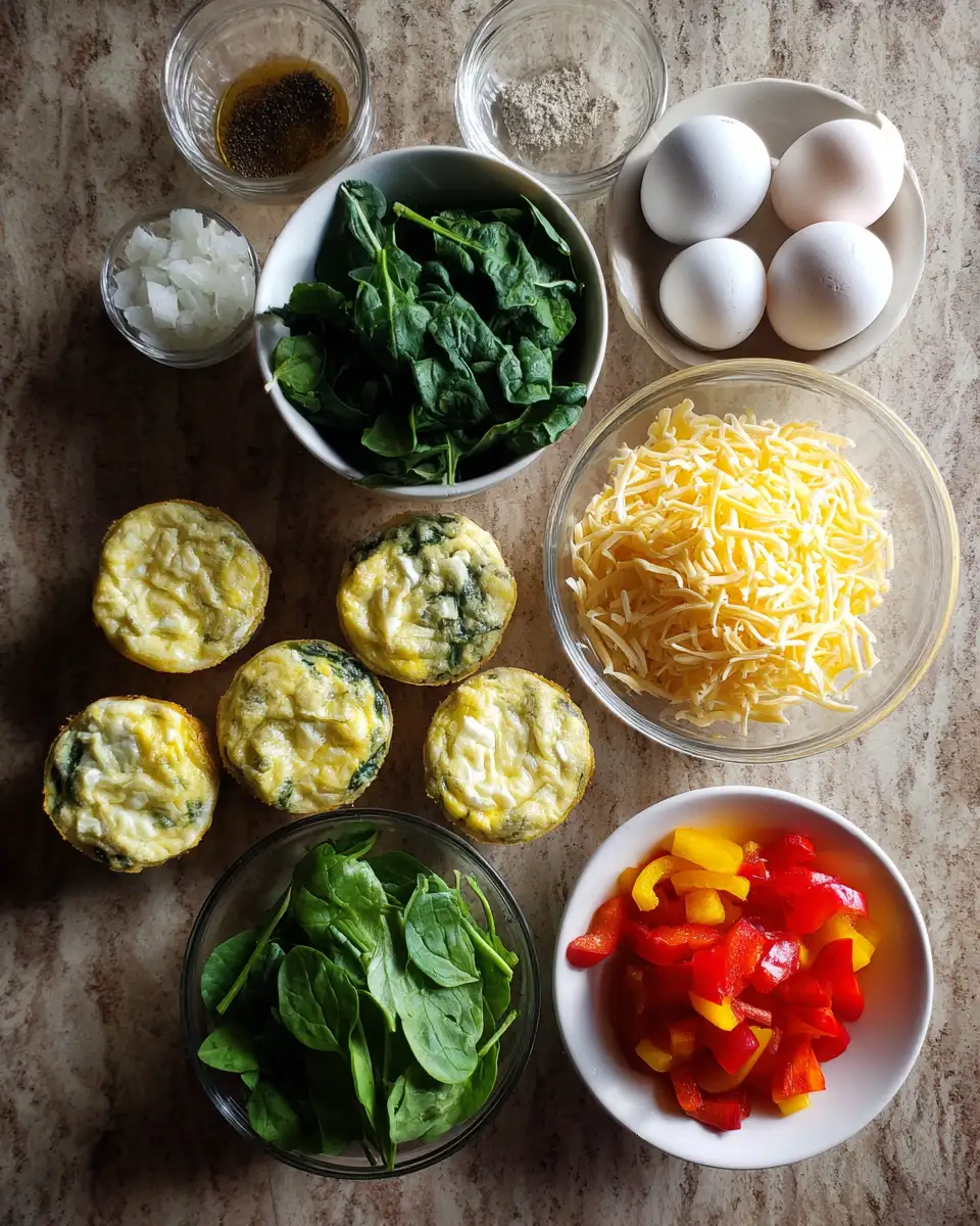 Ingredients for Savory Mornings: Irresistible Spinach Quiche Muffins
