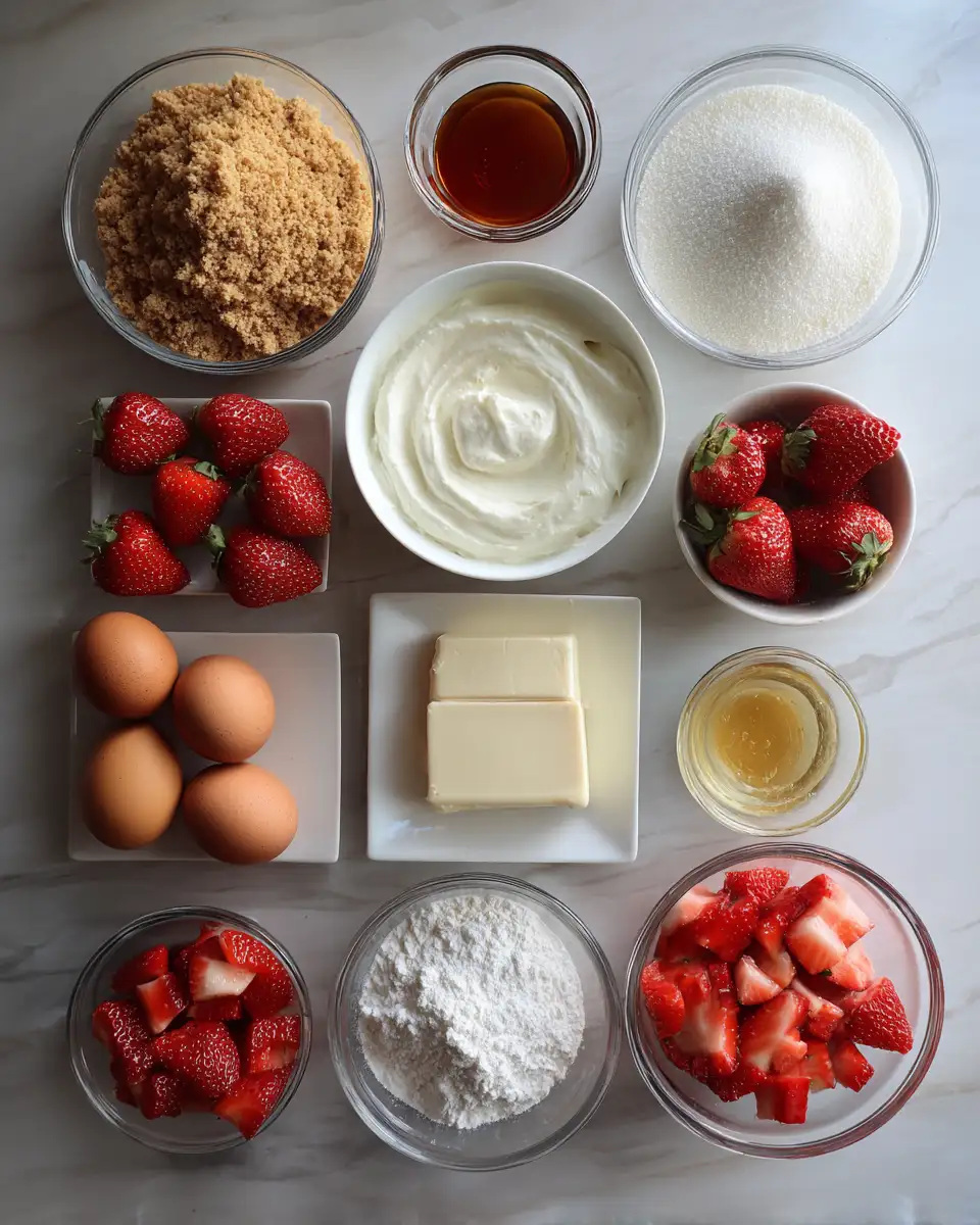 Ingredients for Irresistible Strawberry Cheesecake Bars: A Sweet Slice of Heaven