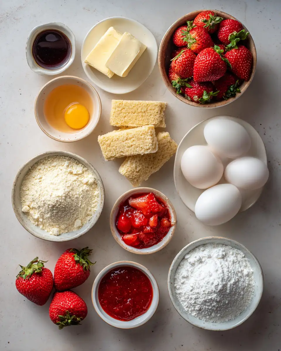 Ingredients for Irresistible Strawberry Cheesecake Bars: A Sweet Treat You Can't Resist